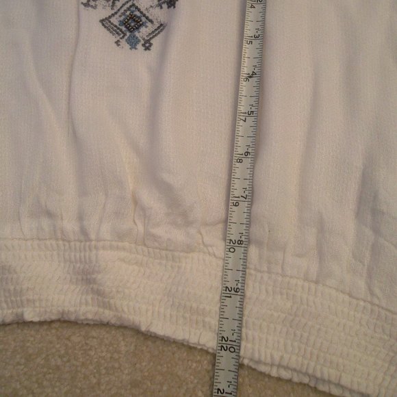 Lucky Brand Aztec Boho Embroidered Beaded Peasant Ivory Blouse - Picture 8 of 8